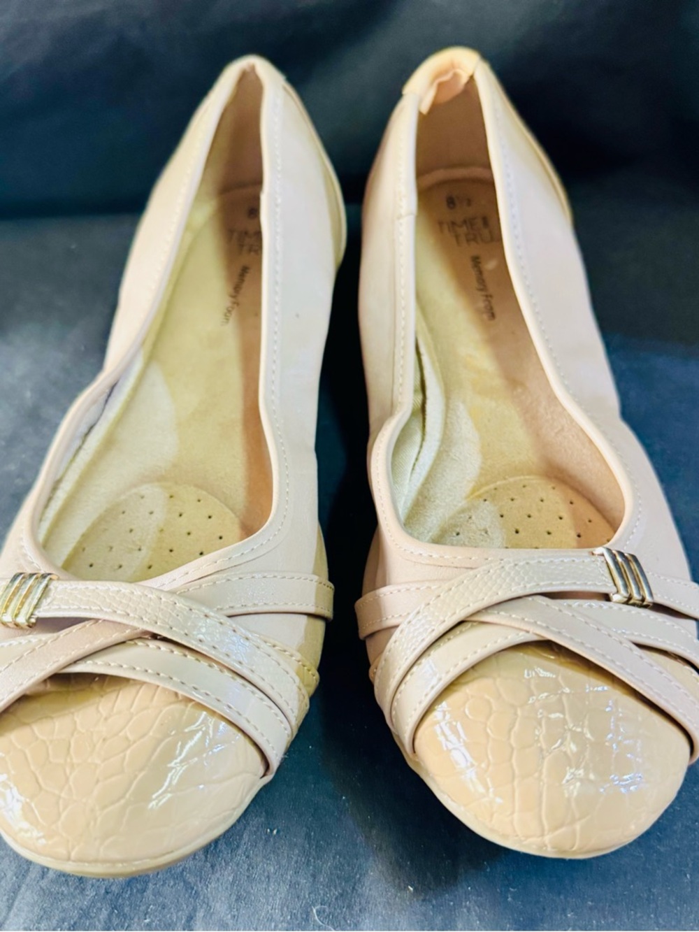 Women’s Nude Ballet Flats with Croc-Toe Detail